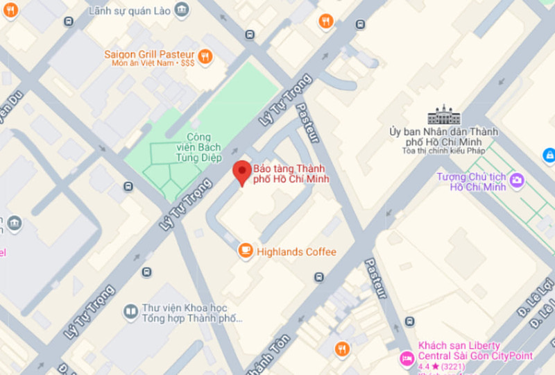 胡志明市博物館在地圖上的位置圖