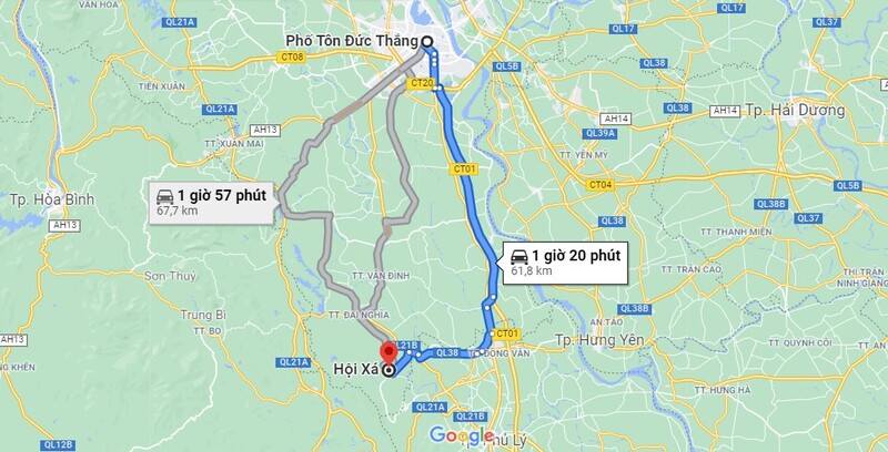 從河內前往香寺約需1小時30分鐘至1小時50分鐘，並需結合乘船才能抵達。